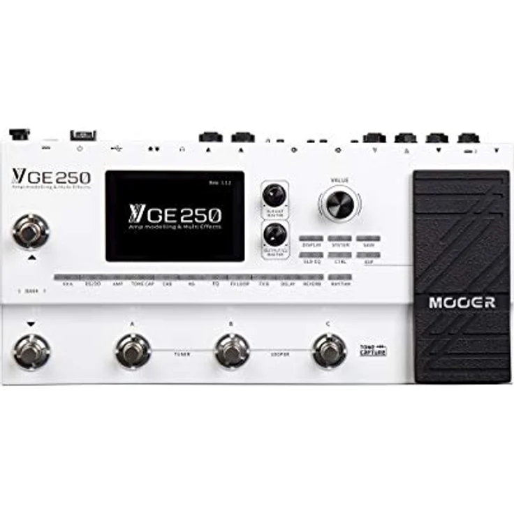 Mooer GE 250, Gitarren-Multieffekt-Pedal mit 70 Amp-Simulationen, 180 Effekten und integriertem Expression-Pedal, schwarz – Bild 3