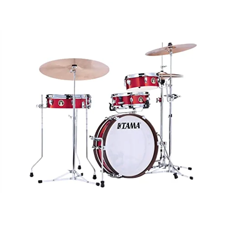 Tama Club Jam Pancake 4pcs Set - Burnt Red Mist, kompaktes Schlagzeug mit 18" Bass Drum und 6-lagigen Pappelkesseln