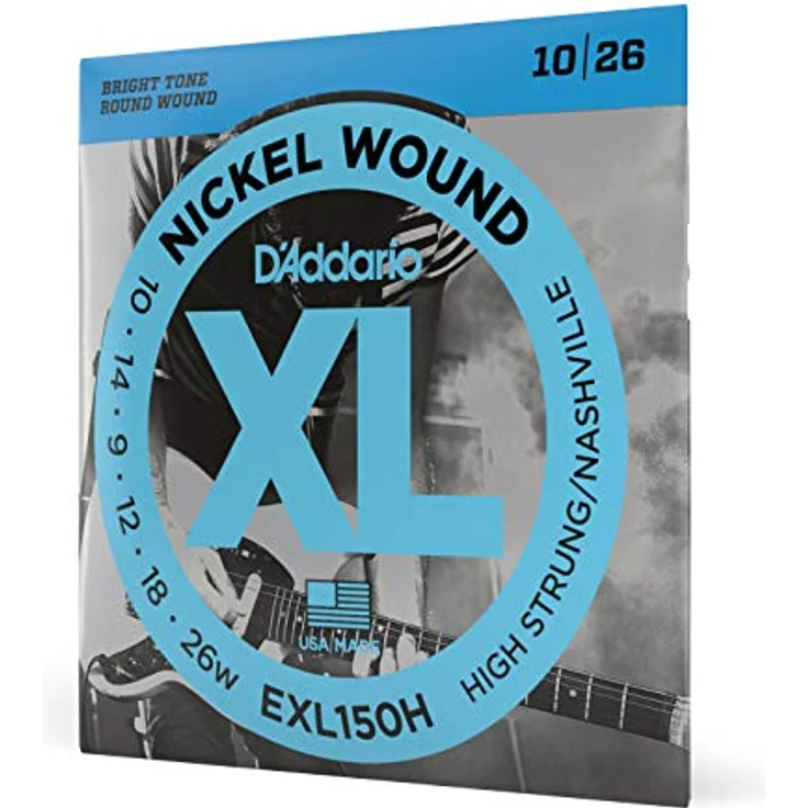 D'Addario XL Nickel EXL150H E-Gitarrensaiten Nashville 10-26, vernickelter Stahldraht für hellen Klang, patentierter Hex-Core für optimale Leistung – Bild 1