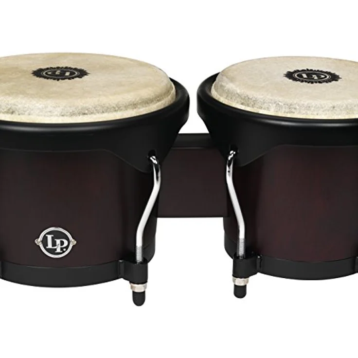 LP City Series Bongo Set LP 601NY-DW, 6" + 7" Durchmesser, Siamesisches Eichenholz, Dunkle Holzfarbe, mit Naturfellen und Stimmschlüssel – Bild 2