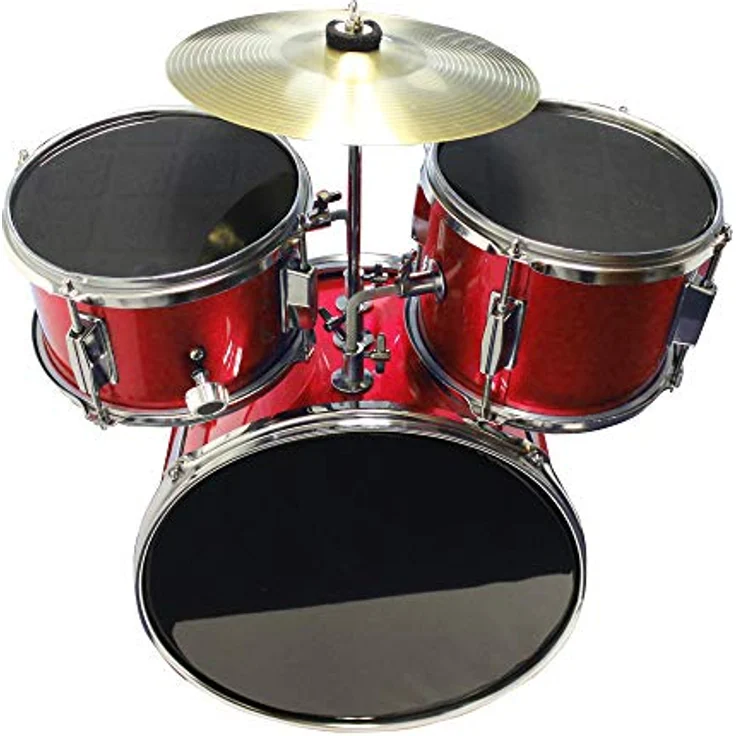 Music Alley DBJK02-BK, 3-teiliges Kinder-Drumkit aus Holz und Metall, Schwarz mit 14-Zoll-Bassdrum und gepolstertem Trommelthron – Bild 4