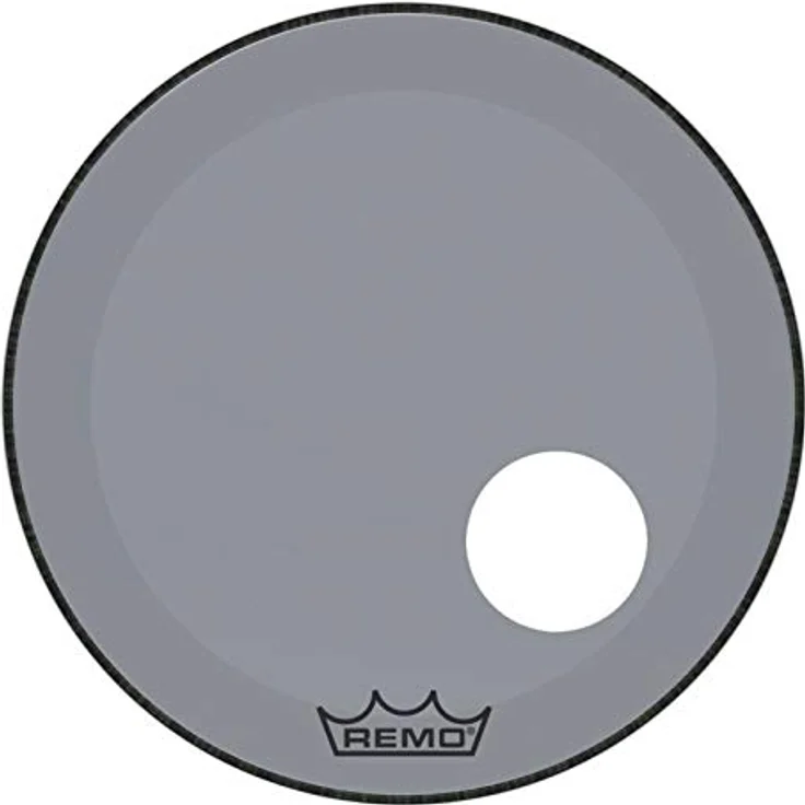 Remo 18" P3 Colortone Reso Smoke, einlagiges Bass Drum Resonanzfell mit 5" Mikrofonloch und Dämpfungsring – Bild 2