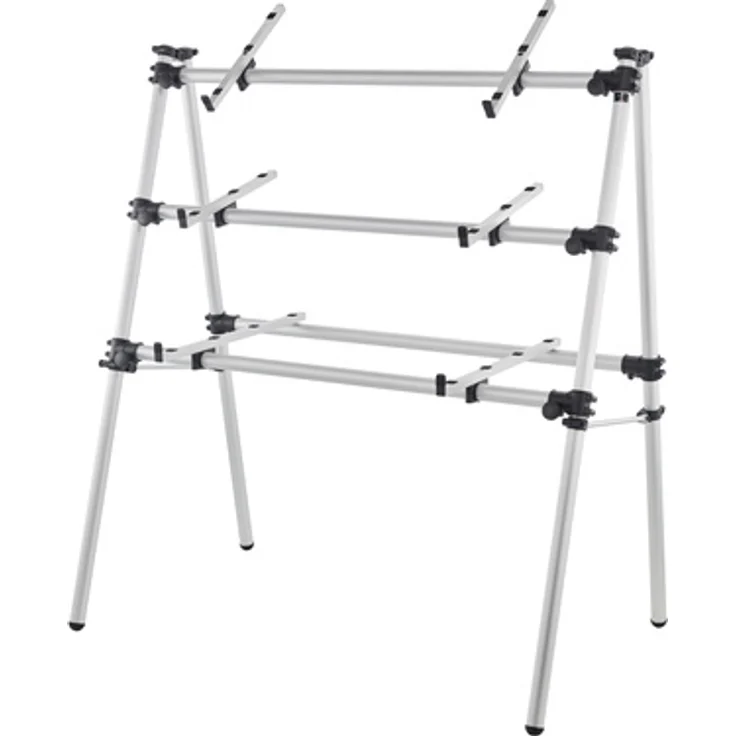 Jaspers 3D-120S, Keyboard-Ständer aus silberfarbenem Aluminium, höhenverstellbar für 3 Keyboards, max. 140 cm hoch, klappbar, mit Handrädern