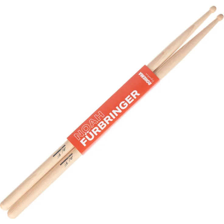 Rohema Noah Fürbringer Signature, American Hickory Drumsticks, lackiert, Länge 414mm, Durchmesser 14,5mm, schneller, leichter Stick mit verlängerter Taper und kleiner Barrel Tip