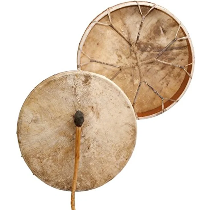 Terre Shaman Drum Cow Skin Shorn 50, Runde Schamanentrommel mit 50 cm Durchmesser, geschorene Rinderhaut und Mahagoni-Rahmen, dunkler Klang, inklusive Schlägel – Bild 1