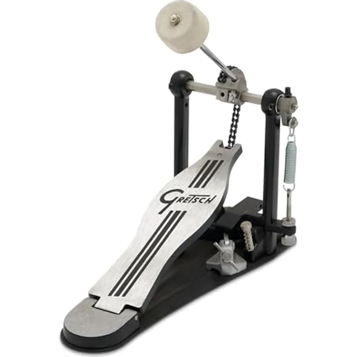 Gretsch Drums G3 Bass Drum Pedal, Fußmaschine mit Beaterwinkelverstellung, Einzelkette und QuickTurn Hoop Klammer, weißer Filzschlägel – Bild 2