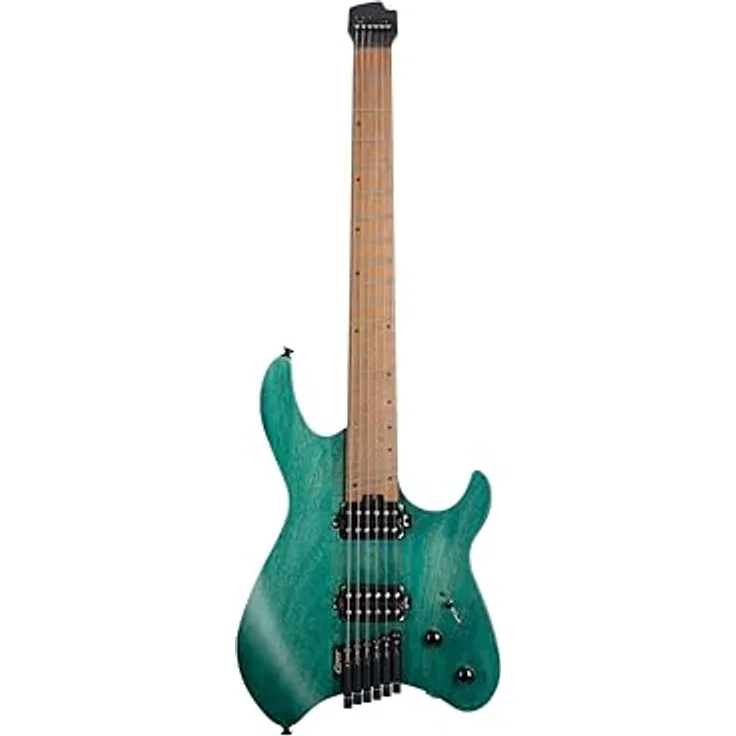 Cort Space G6MS SGTQ, 6-saitige Headless Multiscale E-Gitarre, Okoume Korpus, Turquoise Semi Gloss, mit 2 Cort Voiced Tone VTH-77 Humbuckern und Gigbag