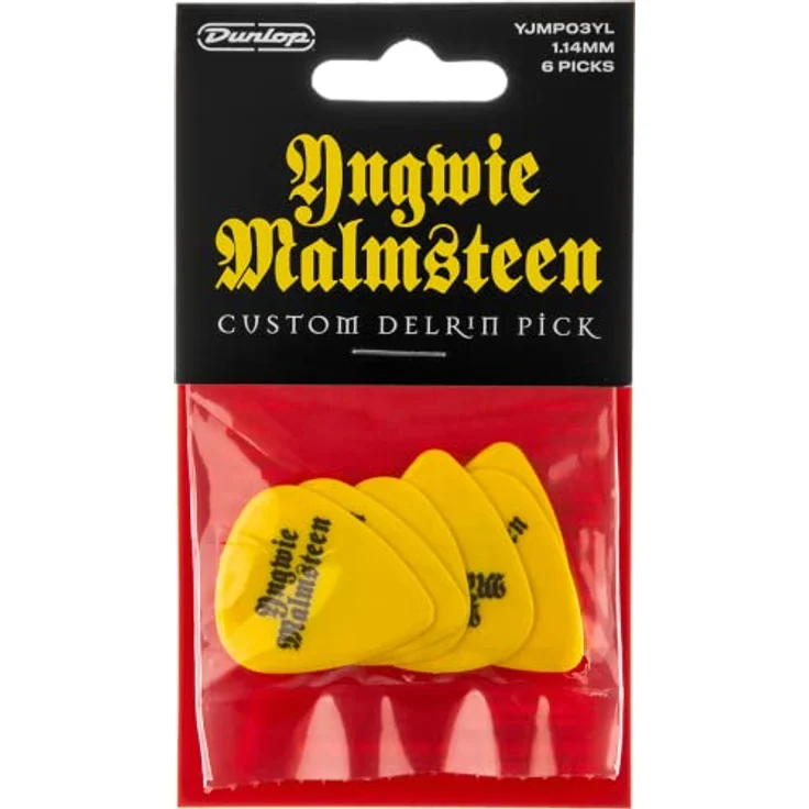 Dunlop Yngwie Malmsteen YEL Pick, Delrin Plektrum 1.5 mm, Standardform, 6er Pack, gelb – Bild 1