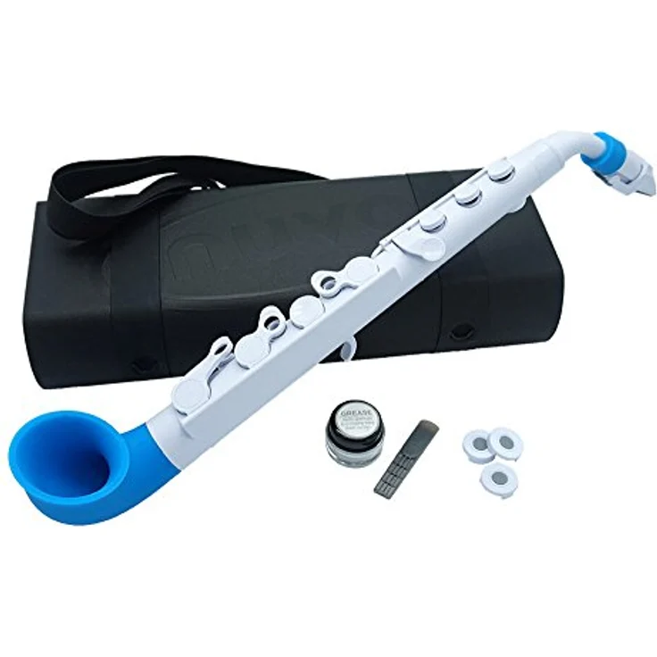 Nuvo jSAX 2.0, Saxophon in C mit stabiler ABS-Silikon-Konstruktion, weiß-blau, inklusive Kunststoffblätter und Etui – Bild 1