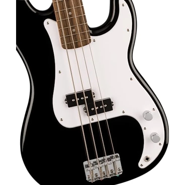 Squier Sonic Precision Black, 4-Saiter E-Bass mit Ahornhals und Ceramic Split Single-Coil Tonabnehmer, schwarz – Bild 3