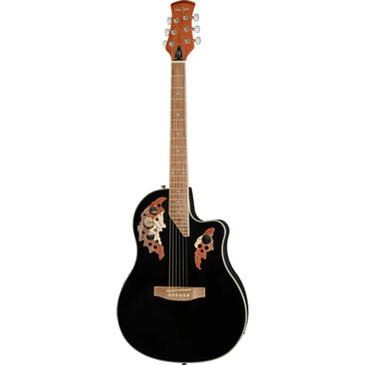 Harley Benton HBO-850BK, Westerngitarre mit Fichtendecke, Roundback Design, integriertem Pickup und 3-Band EQ, schwarz hochglanz
