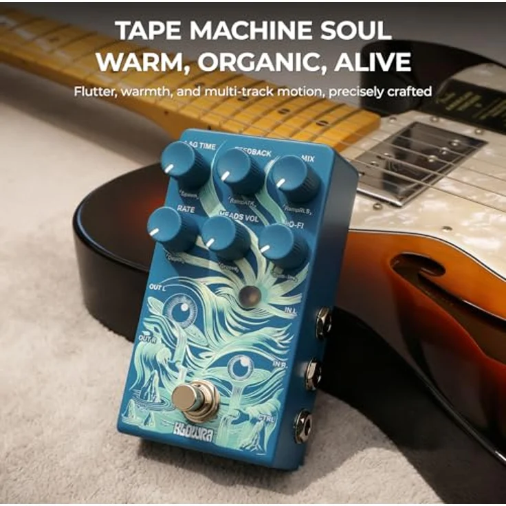 Klowra Rilium Stereo Delay, Multi-Head Delay-Pedal für E-Gitarre mit Tap Tempo und 24-Bit Audioqualität – Bild 3
