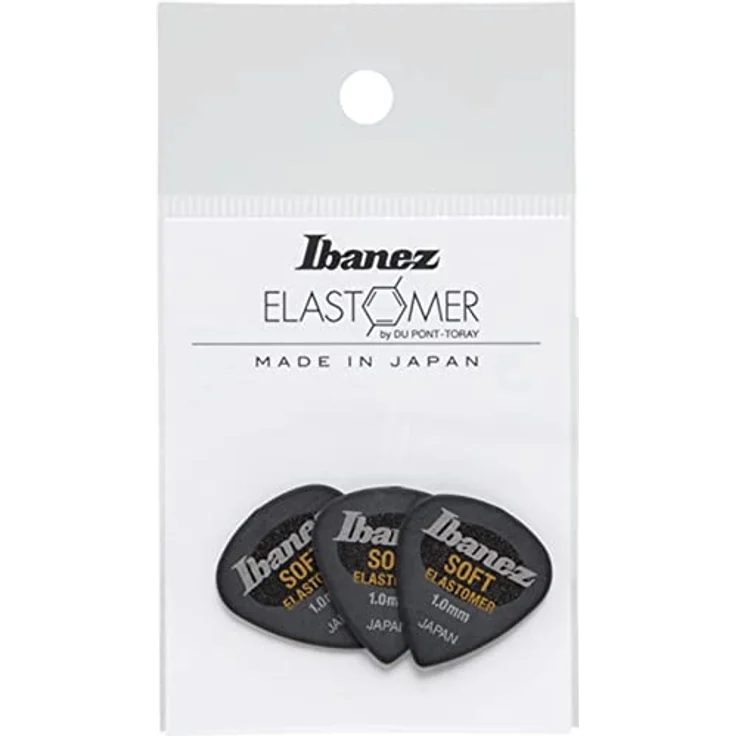 Ibanez BEL16ST10S-HBK, Plektren-Set aus Elastomer Soft, Stärke 1,0 mm, Short Teardrop, Hazy Black, 3 Stück, made in Japan – Bild 1