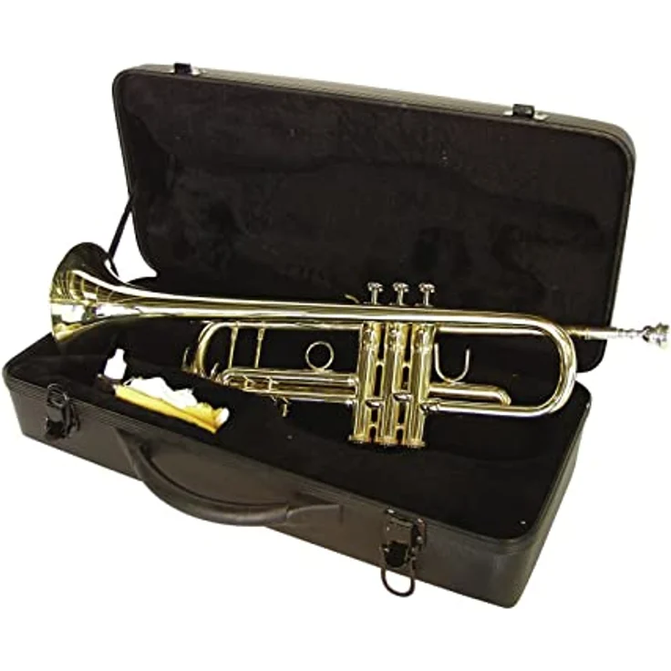 DIMAVERY TP-20 B-Trompete, gold, Mittelklasse-Modell mit hochvergütetem Messing Schallstück und Mundrohr, inkl. Mundstück und ABS-Case – Bild 2