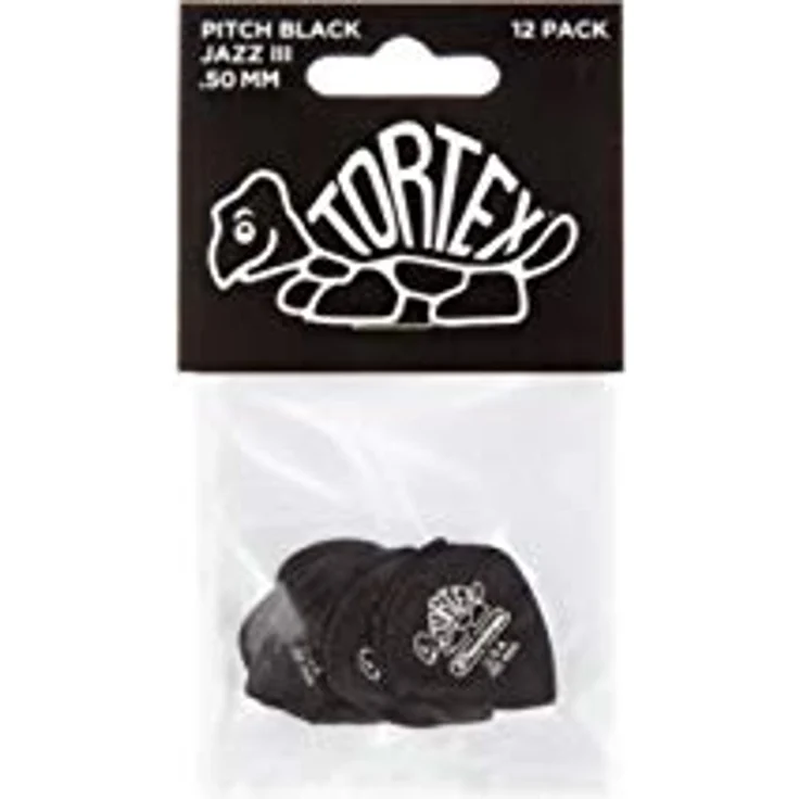 Dunlop Tortex Black Silver Jazz 50, Plektren Set mit 12 Stück, Stärke 0,50 – Bild 4