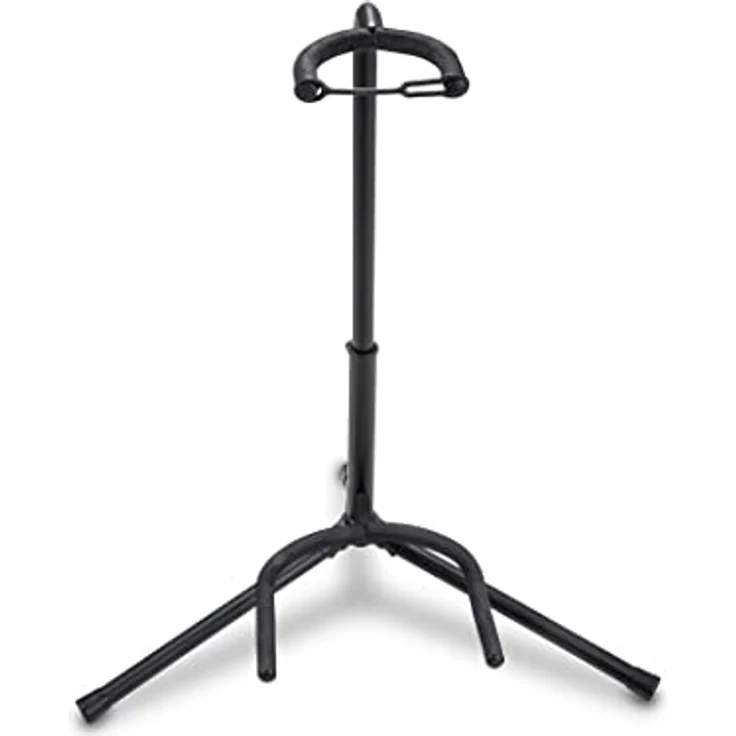 BSX GITARRENSTÄNDER CLASSIC schwarz, höhenverstellbar von 62 - 70 cm, universeller Ständer für Akustik-, E- und Bass-Gitarren mit abklappbaren Fußstreben und Gummipolsterung – Bild 2