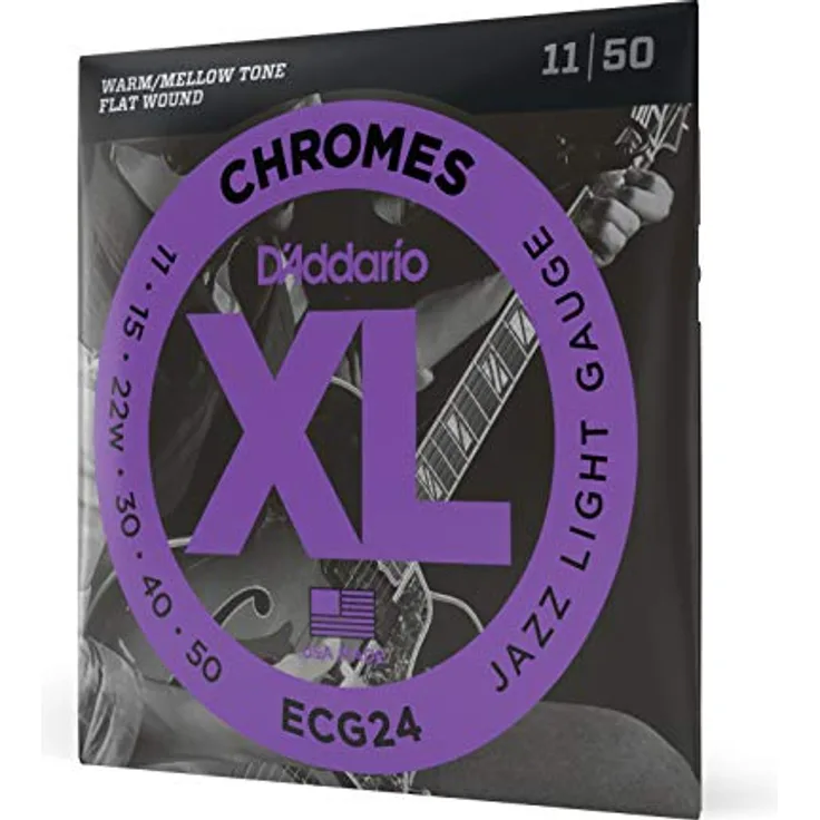 Daddario ECG24 Chromes Gitarrensaiten Set für Jazz Gitarre, geschliffen, verchromter Stahl, Stärken 011-050
