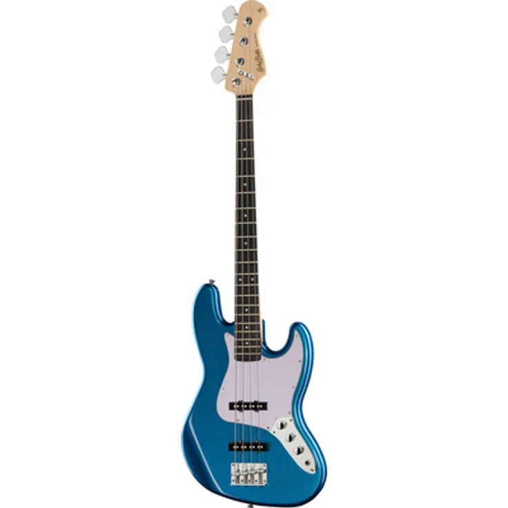 Harley Benton JB-20 BM Standard Series, E-Bass mit geschraubtem Hals, Pappel Korpus, Ahorn Hals, 20 Bünde und Blue Metallic Hochglanz Finish