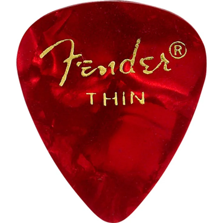 Fender Premium Celluloid Picks 351 RM, 12er Pack Gitarrenplektren, klassisches Zelluloid, dünn, Rot Moto – Bild 1