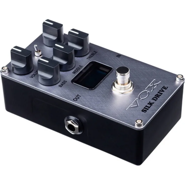 Vox Valvenergy Silk Drive, Overdrive-Pedal mit analogem Preamp und Nutube-Röhrentechnologie, silberfarben