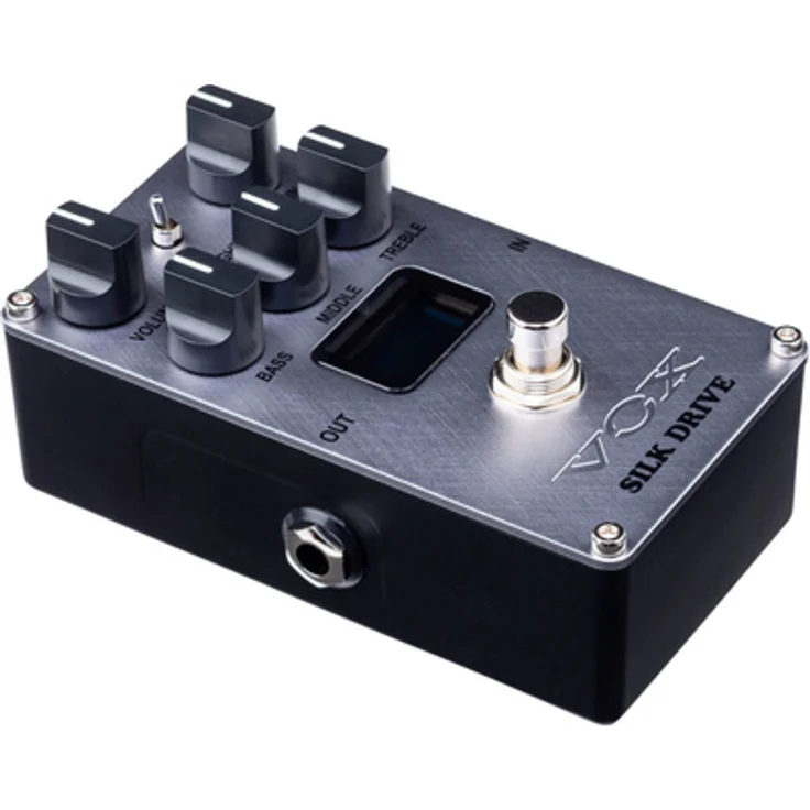Vox Valvenergy Silk Drive, Overdrive-Pedal mit analogem Preamp und Nutube-Röhrentechnologie, silberfarben