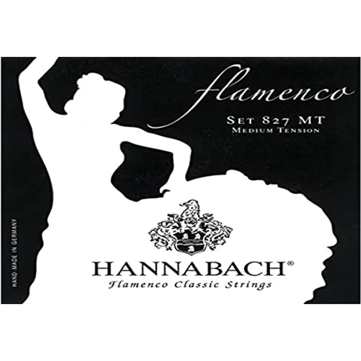 Hannabach Flamenco Serie 827, Klassikgitarrensaiten Medium Tension, 3er Bass Satz, Made in Germany, Silber umsponnen