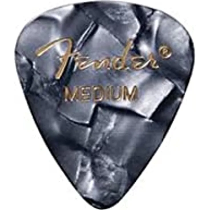 Fender Black Moto Pick Medium, Set mit 12 Plektren in klassischer 351 Form, Schwarz