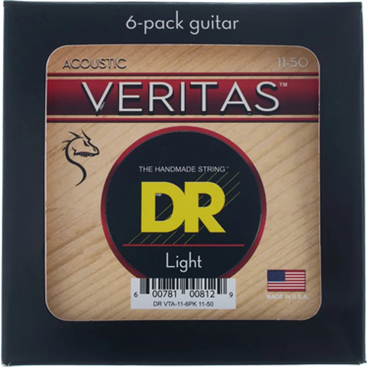 DR Strings Veritas Acoustic VTA-11 6-Pack, Phosphor Bronze Gitarrensaiten, Stärken .011" bis .050", sehr stimmstabil, hohe Lebensdauer