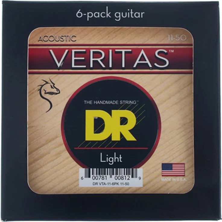 DR Strings Veritas Acoustic VTA-11 6-Pack, Phosphor Bronze Gitarrensaiten, Stärken .011" bis .050", sehr stimmstabil, hohe Lebensdauer