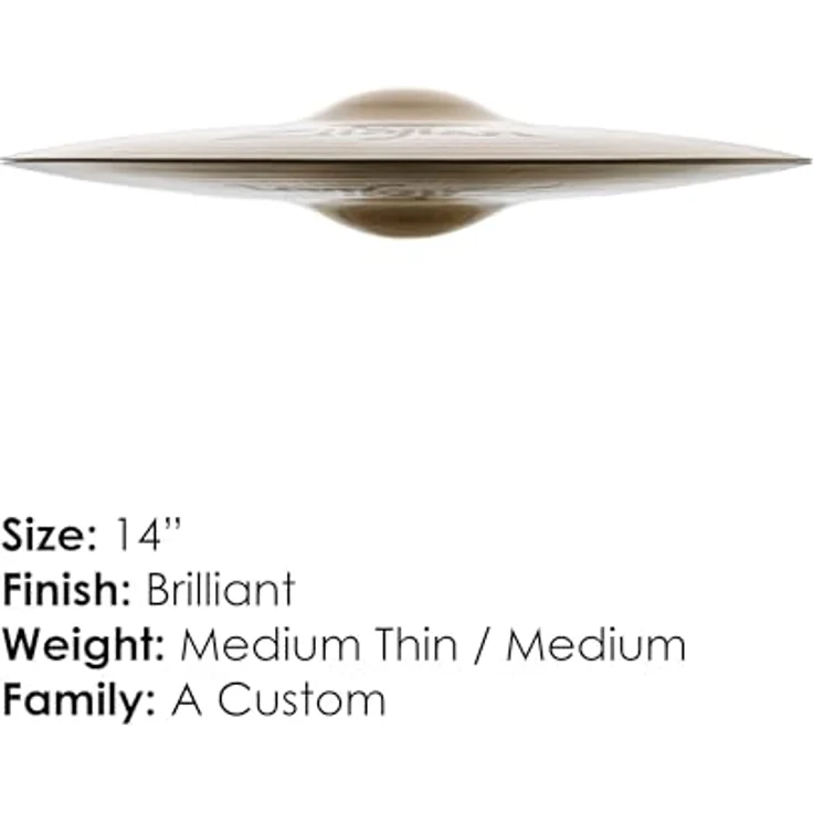 Zildjian A Custom Series 14" Hi-Hat Becken, mitteldünn, Brilliant Finish mit 80/20 Kupferzinnverhältnis, leicht und knackig – Bild 2