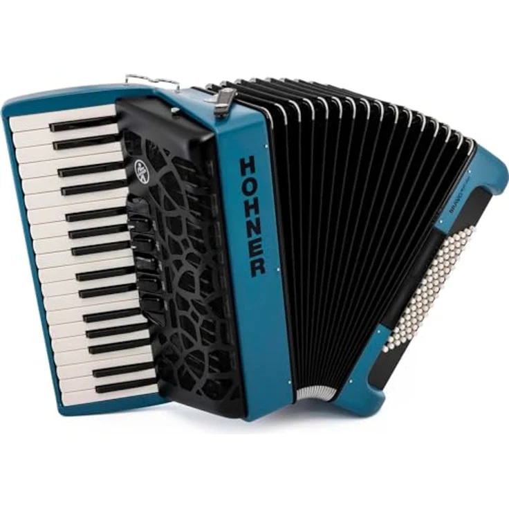 Hohner Bravo III 72 myColor Water, Piano-Akkordeon mit 72 Bässen, 34 Diskanttasten, 3 Chören im Diskant, Dark Blue – Bild 1