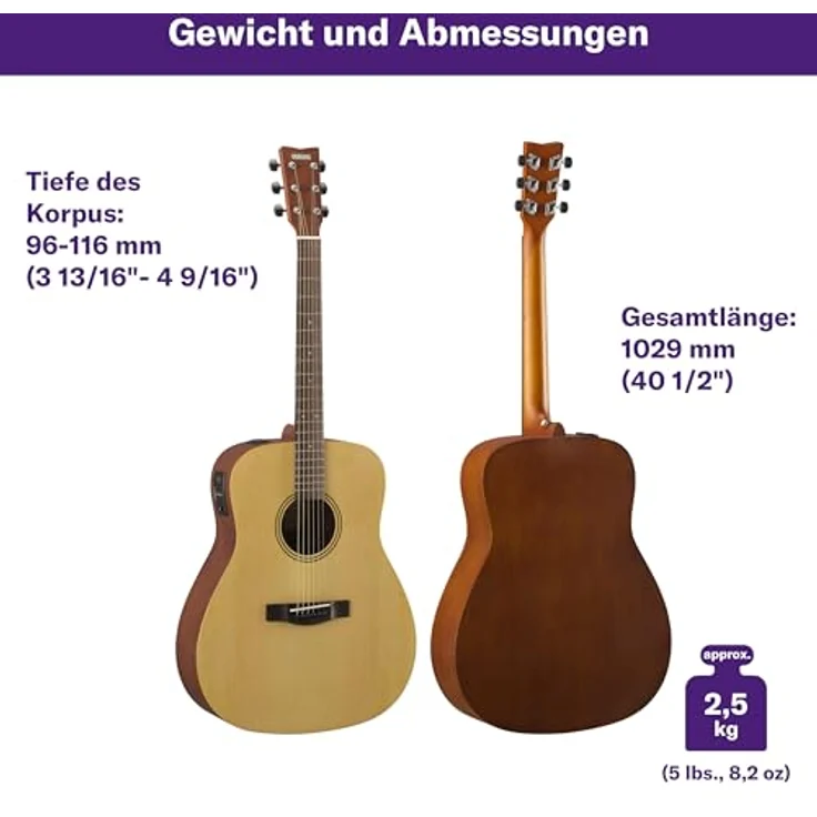 YAMAHA FX400 Akustik-E-Gitarre – Dreadnought-Korpus, 25" Mensur, System-66 Preamp mit Pickup und Tuner, Natural Satin – Bild 2