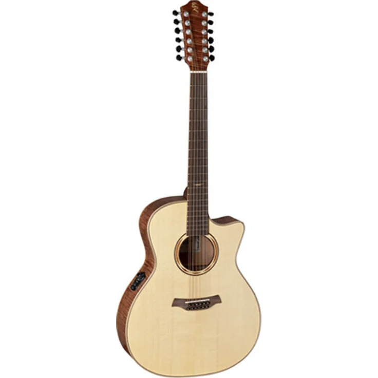 Baton Rouge AR61S/ACEC-12, 12-saitige Auditorium Cutaway Gitarre mit massiver deutscher Fichtendecke, Exotic Mahagoni Korpus und Cole Clark PG3mk2 Pickup, Natur/Archaic Dark Brown matt