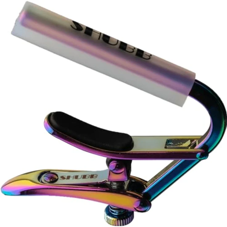 Shubb C2P Capo, Kapodaster für klassische Nylon-Gitarre, schwere Messing-Ausführung, ergonomischer Hebel, Royale "Paua Pearl" – Bild 5