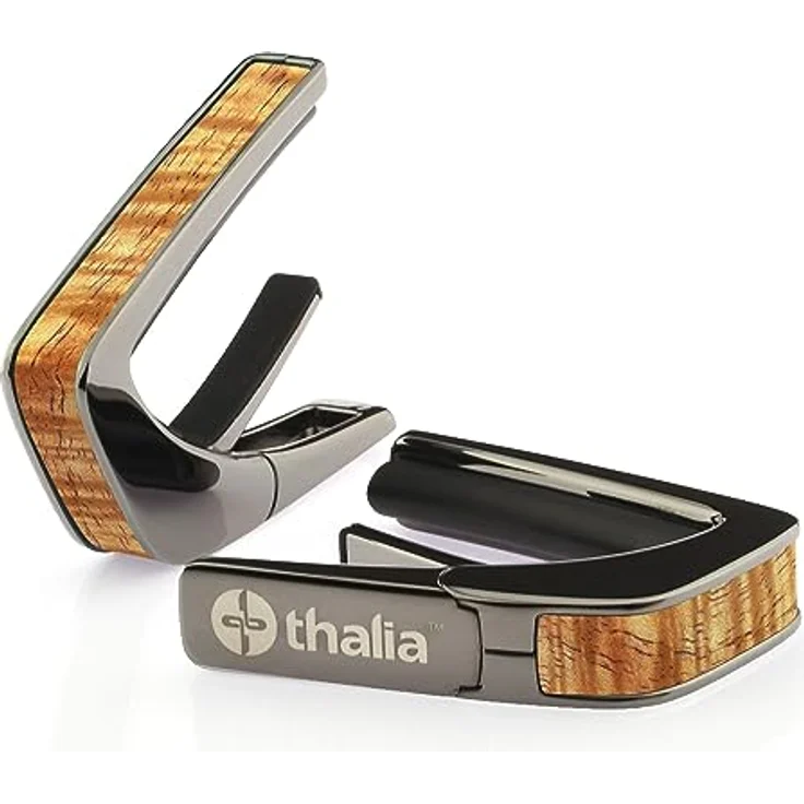 Thalia Capo Wood Collect.Koa AAA, Kapodaster aus exotischem Holz mit Black Chrome Finish und einstellbaren Fretpads – Bild 1