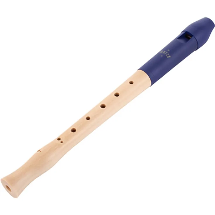 Moeck 1023 Flauto 1 Plus Soprano, Sopranblockflöte aus Ahornholz und Spezialkunststoff, Königsblau, barocke Griffweise, a1 = 442 Hz, inkl. Leinentasche, Fett und Wischerstab
