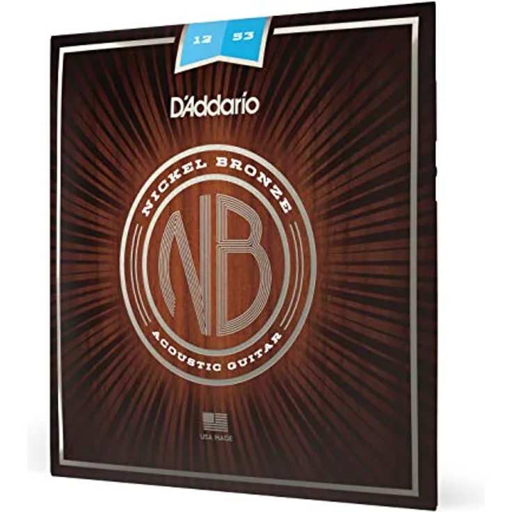 D'Addario NB1253 Nickel Bronze Akustikgitarre Saiten, Light 12-53, für Westerngitarren