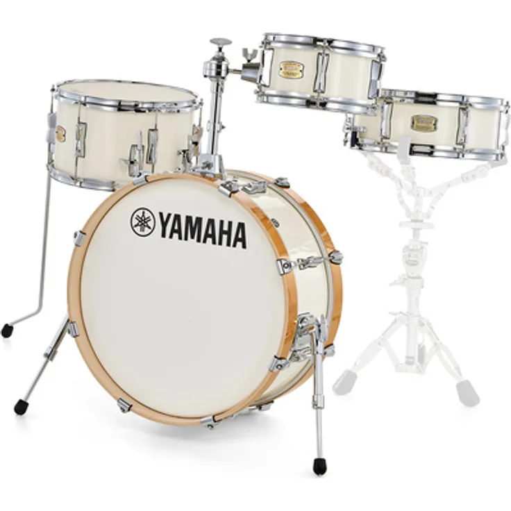 Yamaha Stage Custom Hip Shell Set CLW, 6-lagige Birkenholzkessel in Classic White mit Chrom Hardware und 20" Bass Drum
