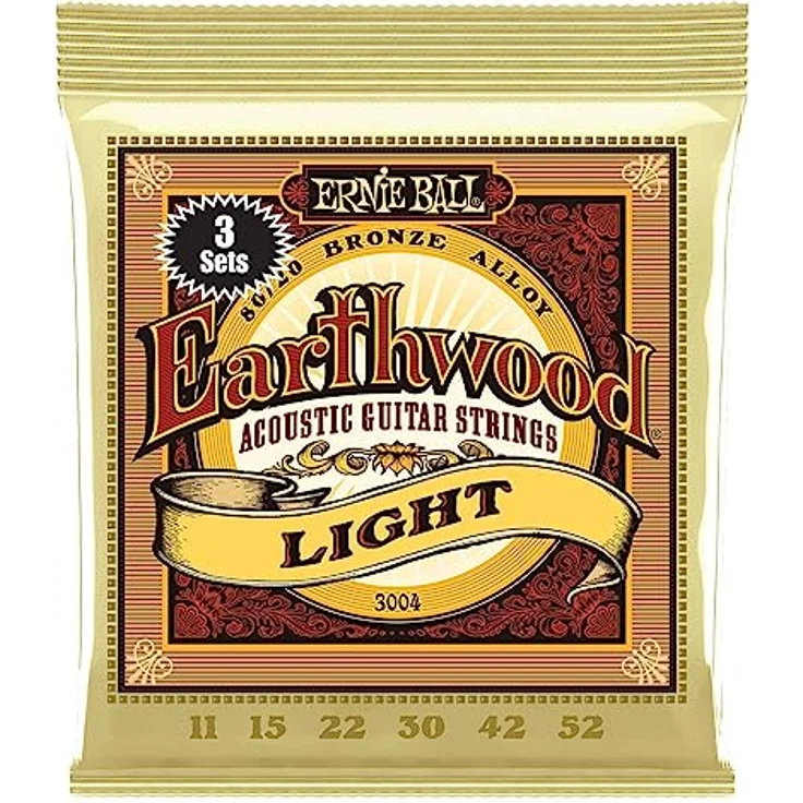 Ernie Ball Earthwood Light Akustik-Gitarrensaiten, 80/20-Bronze, 3 Pakete, Stärke 11–52, frischer Klang und hervorragende Projektion, hergestellt in den USA – Bild 1