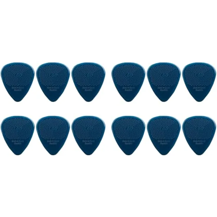 D-Grip Picks Jazz 351 Nylon Plektrum, Cyan 1,60mm, 3D-Grip-Textur, 12 Stück