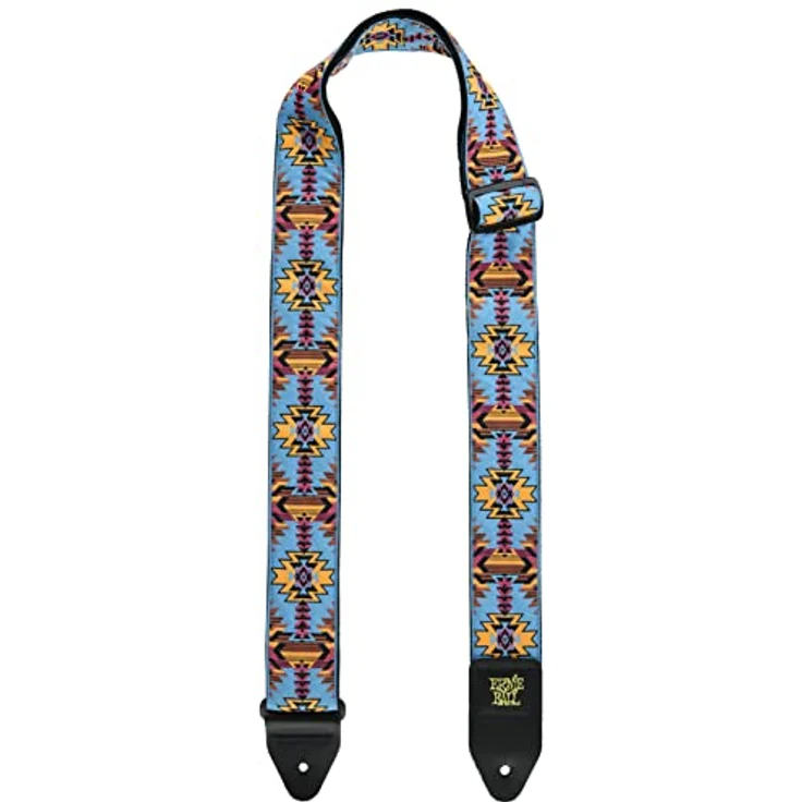Ernie Ball Jacquard Gitarrengurt Albuquerque Noon, verstellbar von 104 cm bis 183 cm, Polypropylen mit Lederenden, Breite 51 mm – Bild 1