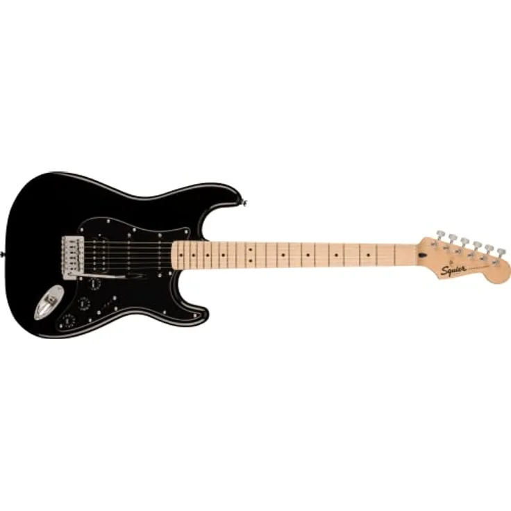 Fender Squier HSS MN Black, E-Gitarre im ST-Format mit sorgfältiger Verarbeitung und hochwertigen Materialien