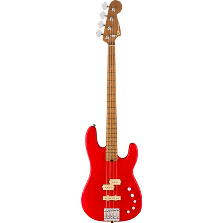 Charvel PM Bass SD PJ IV, E-Bass mit Erle-Korpus, Speed Neck Hals, DiMarzio Tonabnehmer, Satin Ferrari Red