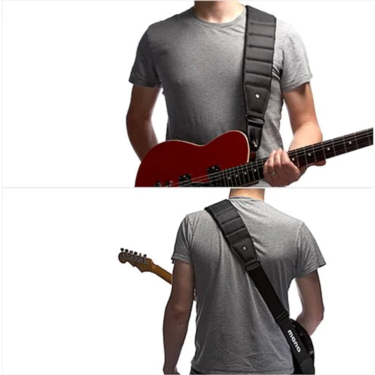 Mono Cases The Betty Strap Ash Long, Gitarrengurt mit integrierter Plektrum Tasche, verstellbar von 119 cm bis 150 cm, grau, aus Baumwolle mit atmungsaktiver Neopren-Unterseite und Memory Foam Polsterung – Bild 3