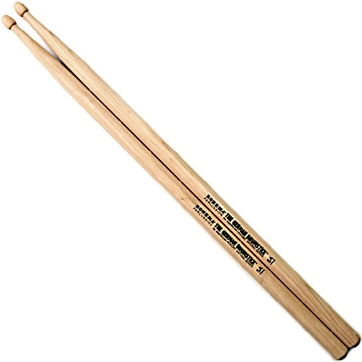 Rohema 5A Hickory Drum Stick, Natural-Serie, unlackiert, 405mm Länge, 14,5mm Durchmesser, Made in Germany – Bild 1
