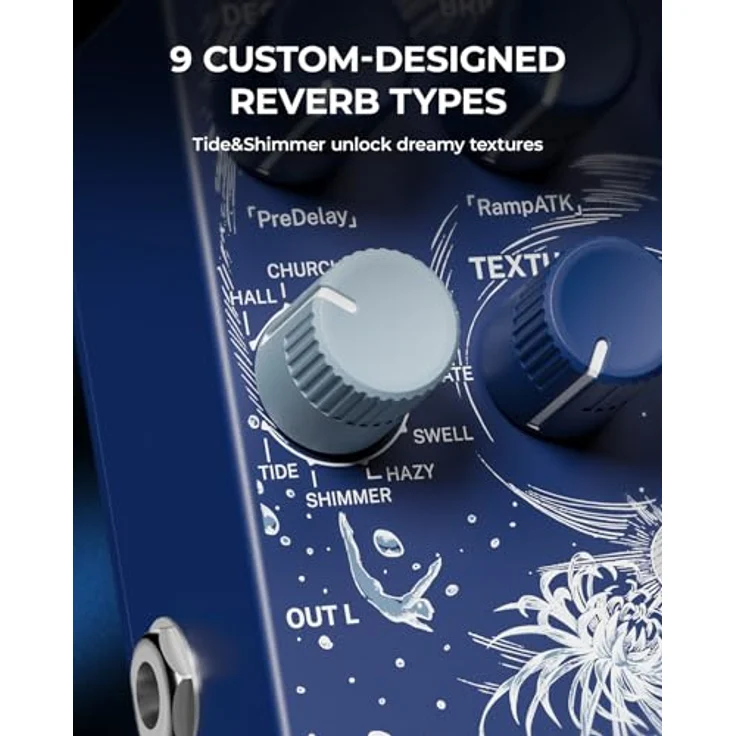 Klowra Limbo Stereo Reverb, Effektpedal mit 9 Stereo Reverb-Modi, 24-Bit Soundqualität und USB-C für Firmware-Updates – Bild 7