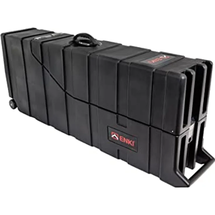 Enki AMG-2 Double Guitar Case 3.Gen, Gitarrenkoffer für 2 E-Gitarren mit EVA Schaumstoffeinlage, rotationsgeformtes Polyethylen, abnehmbarer Deckel, Sicherheitsverschluss, schwarz