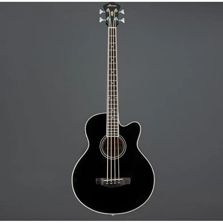 Ibanez AEB8E-BK, Akustikbass mit Fichte Decke, Sapele Boden, Mahagoni Hals, schwarzer Hochglanz-Finish und Ibanez AEQ-2T Preamp mit Tuner – Bild 2