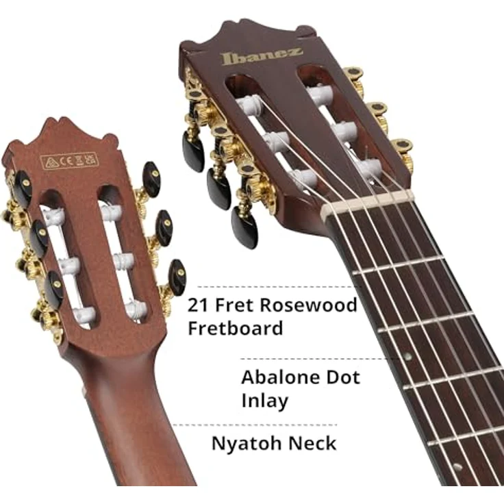 Ibanez GA35TCE-NT, Thinline Konzertgitarre mit Fichtendecke, Sapele Korpus, Palisander Griffbrett, Natur Hochglanz – Bild 5