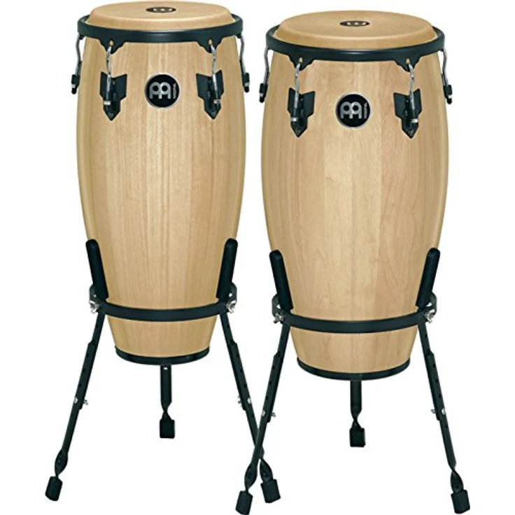 Meinl HC512 Conga Set 11" + 12" - NT, Natur, Gummibaum, handselektierte Büffelfelle, inklusive höhenverstellbare Ständer und Stimmschlüssel – Bild 1